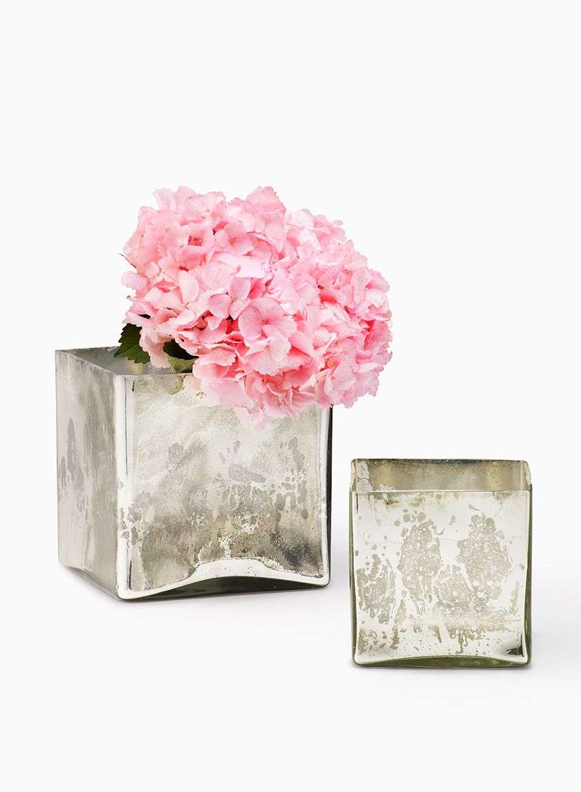 Antique Silver Glass Square Vases Decor Jamali Garden