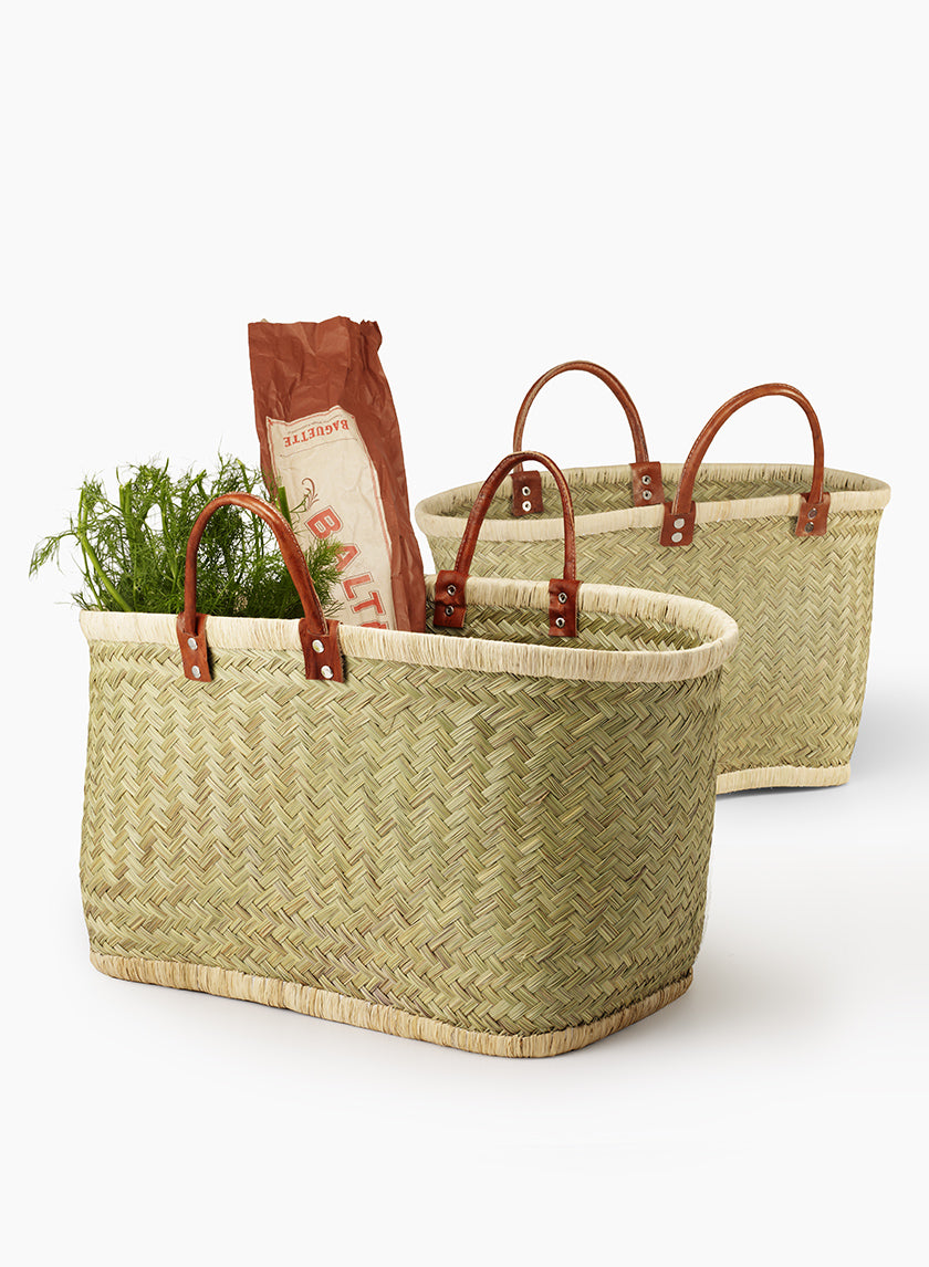 Natural Straw & Raffia Bags With Leather Handles Decor Jamali Garden