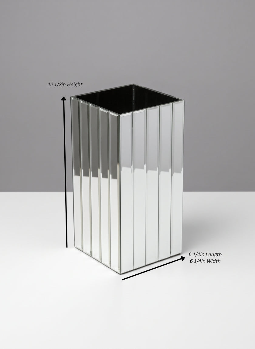 Mirror Strips Rectangle & Square Glass Vase Decor Jamali Garden 12 1/2in Tall EACH
