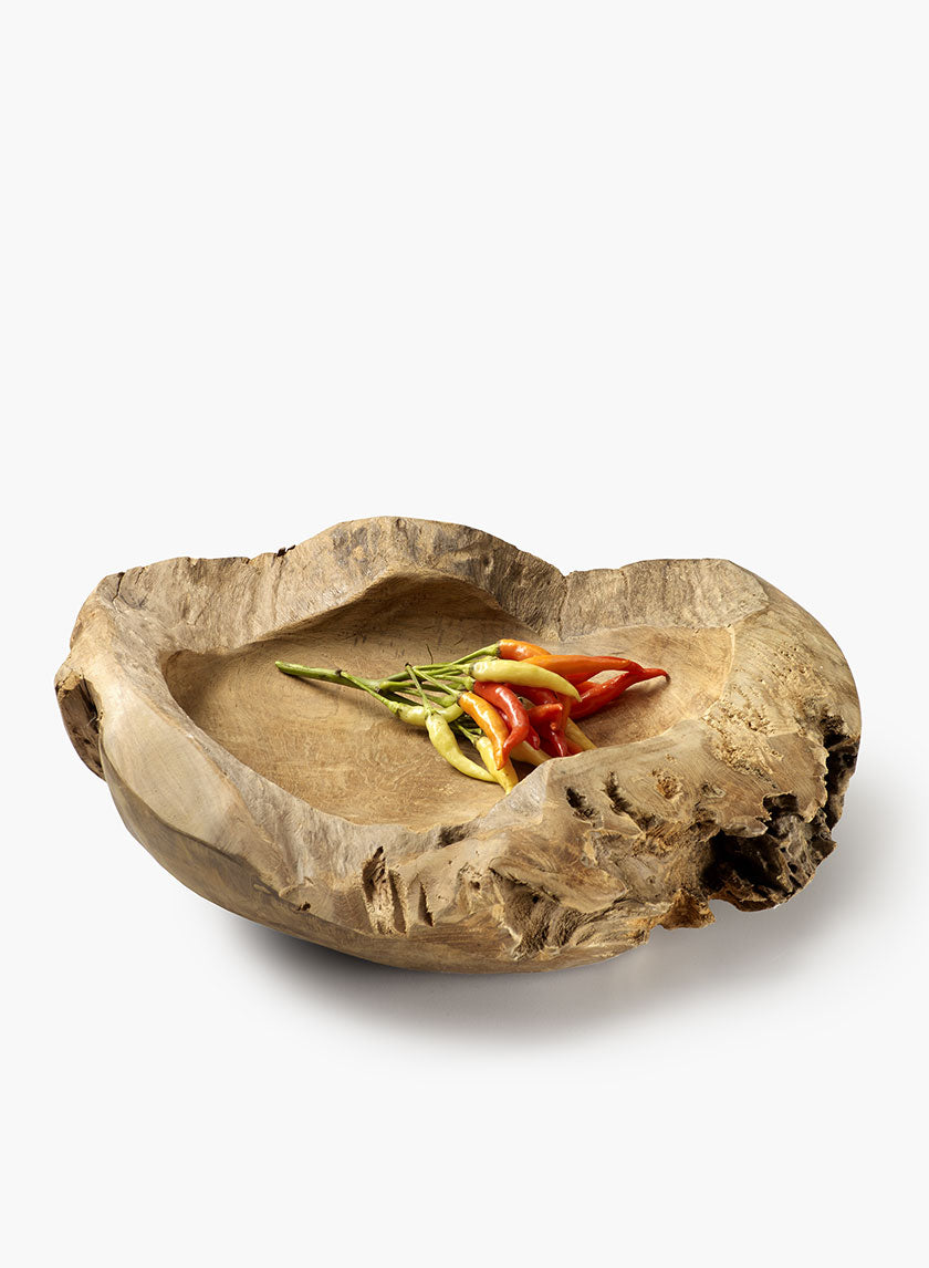 20in Wide Suribaya Teak Wood Bowl Decor Jamali Garden