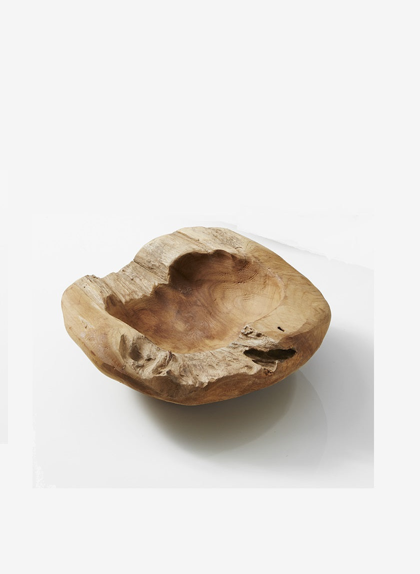 12in Wide Suribaya Teak Wood Bowl Decor Jamali Garden