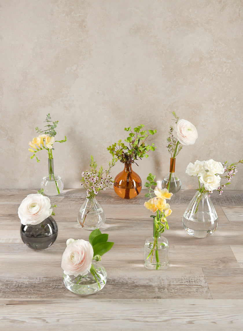 5in Tall Amber Iris Ball Glass Vase, Set of 2 Decor Jamali Garden