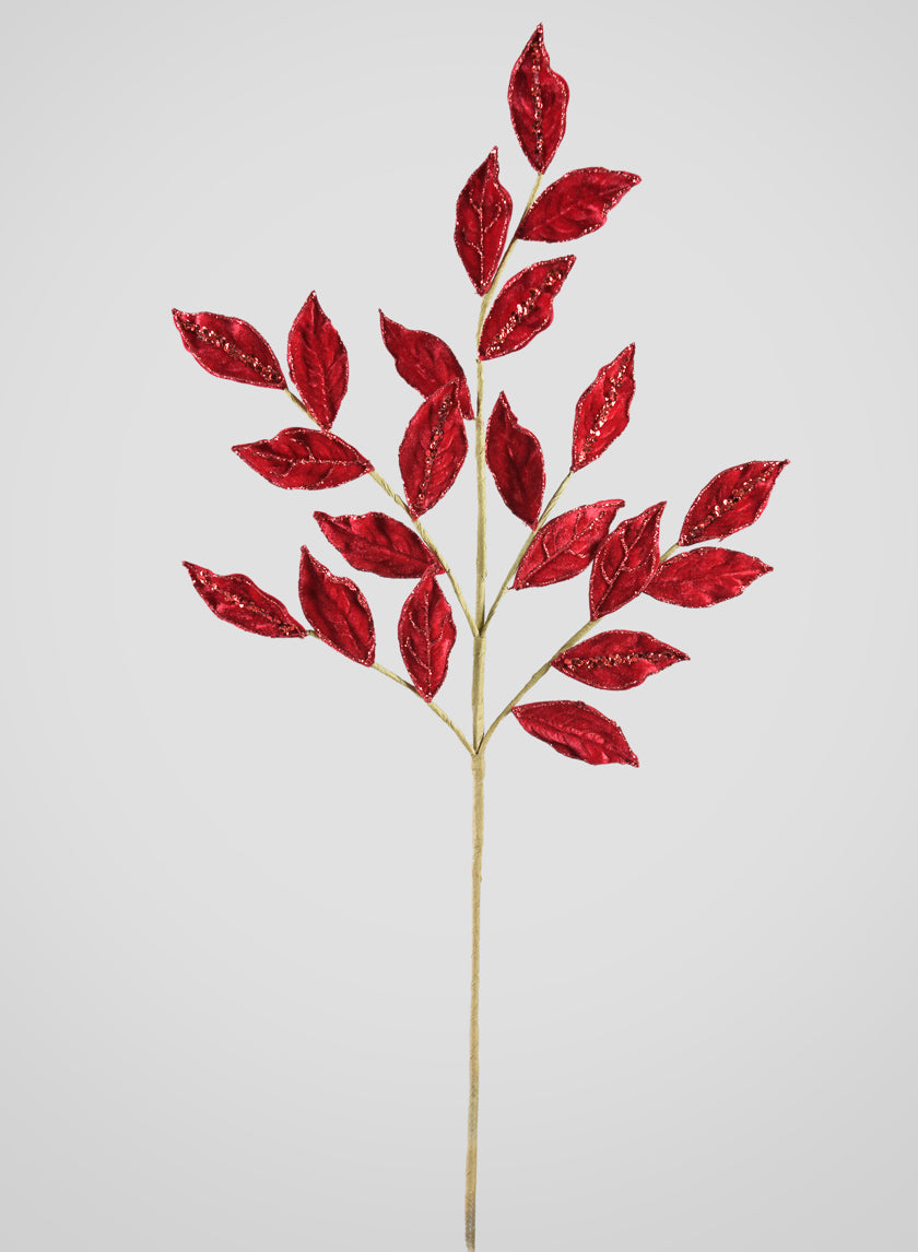 28in Long Glittered Holly Leaves Spray Decor Jamali Garden