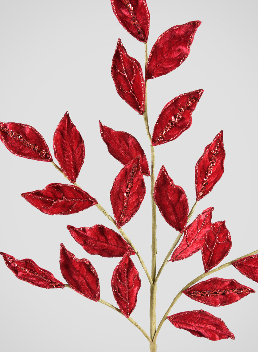 28in Long Glittered Holly Leaves Spray Decor Jamali Garden