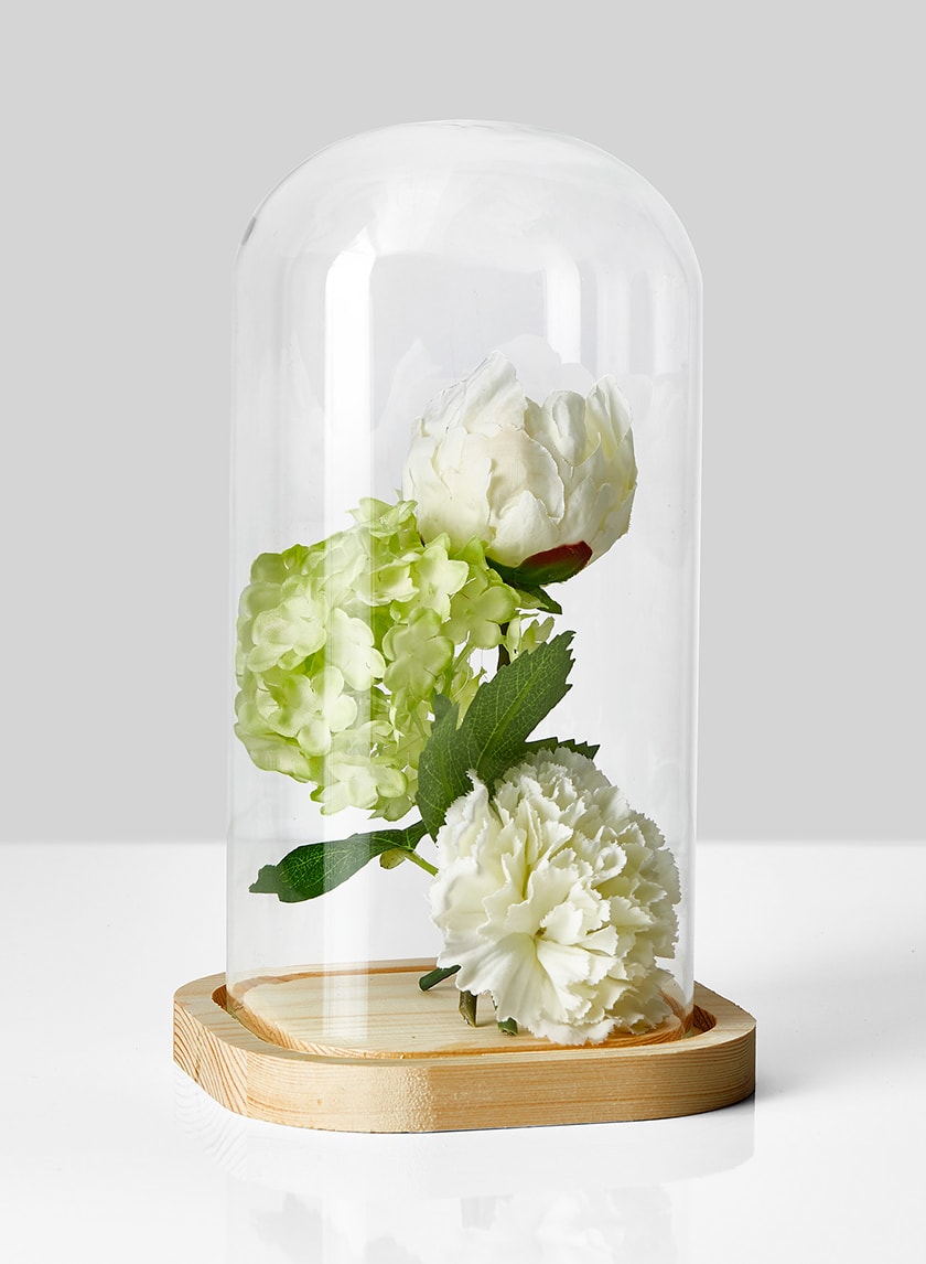 10in Tall Square Glass Cloche With A Wood Base Decor Jamali Garden
