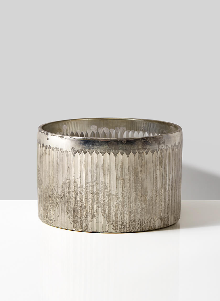 7in Wide Arrow Stripe Mercury Glass Bowl Decor Jamali Garden