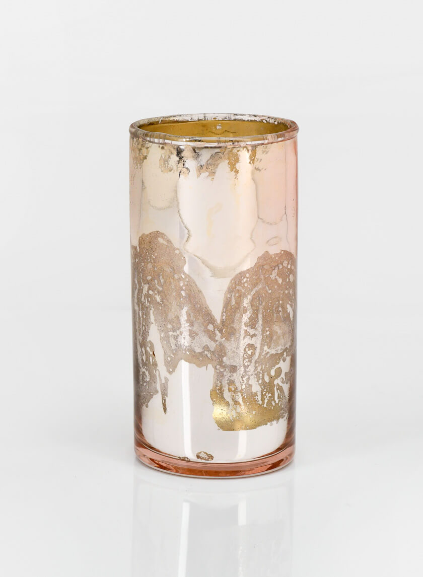 4in Tall La Fete en Rose Vintage Pink Glass Cylinder, Set of 6 Decor Jamali Garden