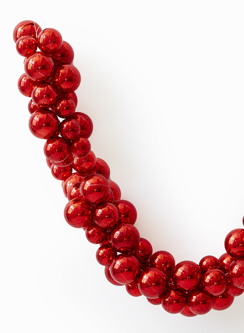 6ft Long Red Mercury Glass Plastic Ball Garland Decor Jamali Garden