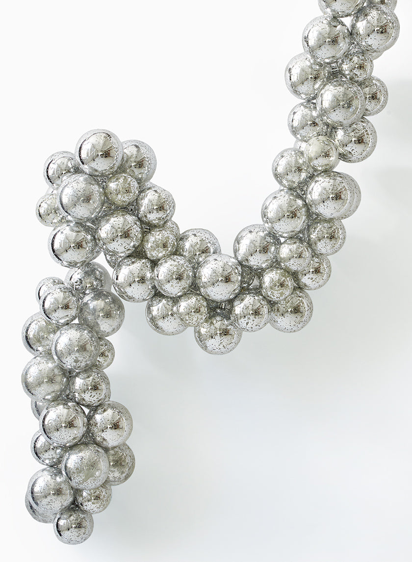 6ft Long Silver Mercury Glass Plastic Ball Garland Decor Jamali Garden