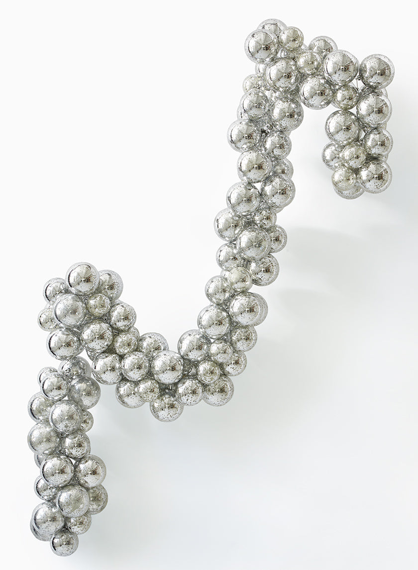 6ft Long Silver Mercury Glass Plastic Ball Garland Decor Jamali Garden