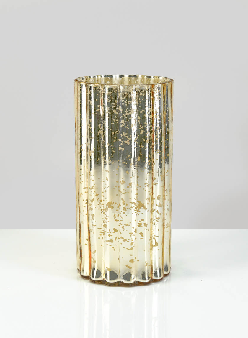 8in Tall Shirdi Old Gold Glass Vase, Medium Decor Jamali Garden
