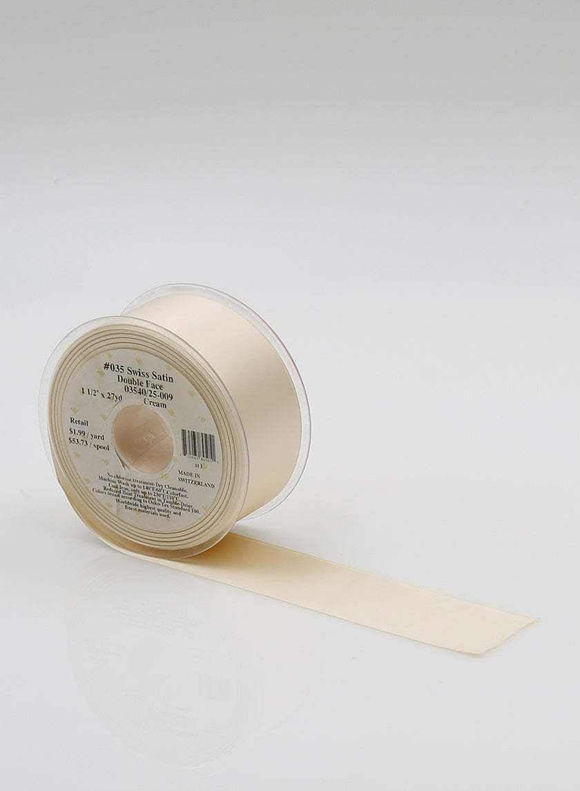 1 1/2in Cream Swiss Satin Ribbon Decor Jamali Garden