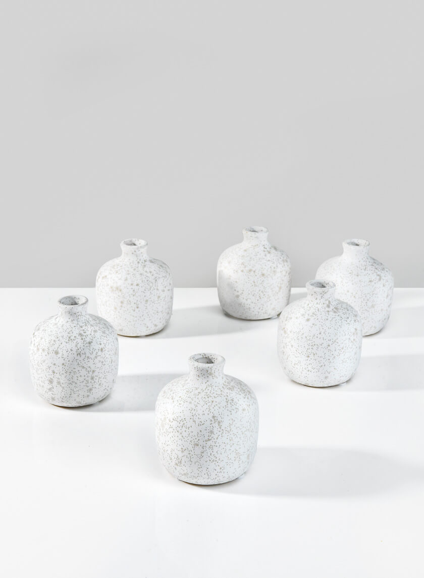 3.25in Tall Acapulco White Sandstone Bud Vase, Mini, Set of 6 Decor Jamali Garden