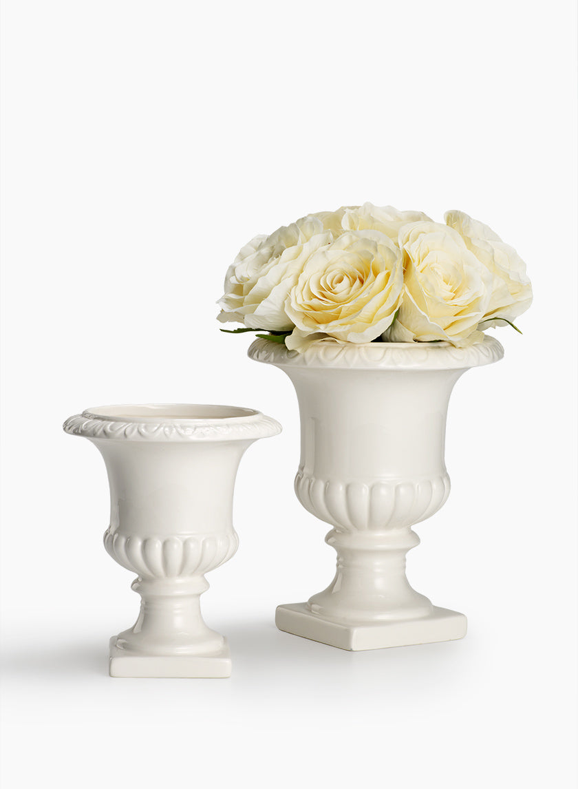 White Ceramic Urns Decor Jamali Garden