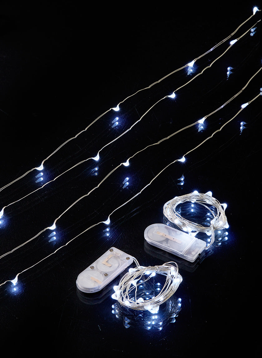 7ft Long 20-White-Mini-Lights String, Set of 6 Decor Jamali Garden