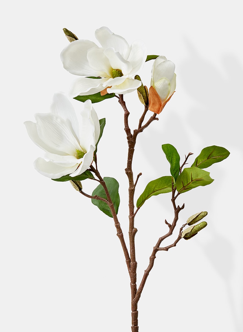 28in Long White Artificial Magnolia Spray, Case of 12 Decor Jamali Garden