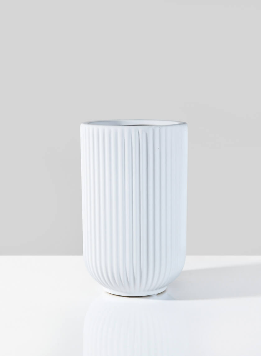 7.5in Tall White Oslo Vase, Small Decor Jamali Garden