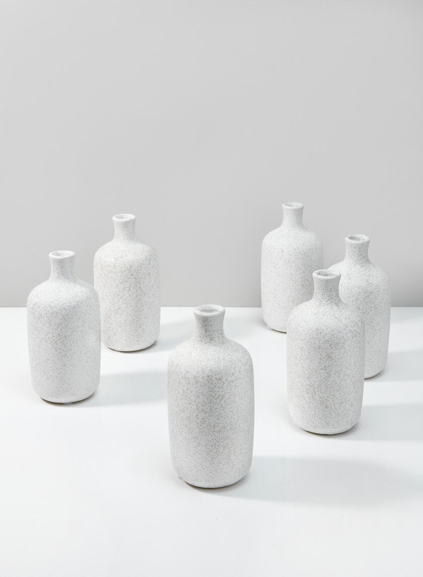 5.5in Tall Acapulco White Sandstone Bud Vase, Set of 6 Decor Jamali Garden