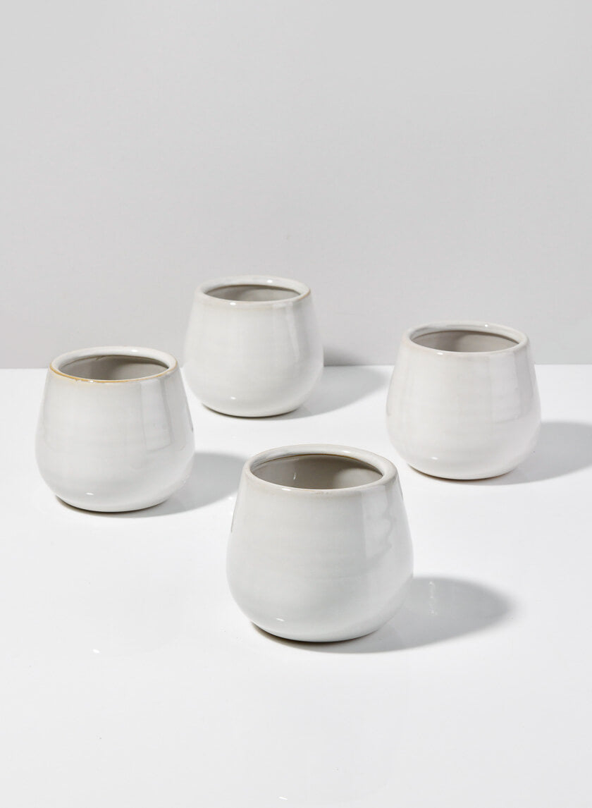 3in Tall White Stoneware Bowl, Set of 4 Decor Jamali Garden