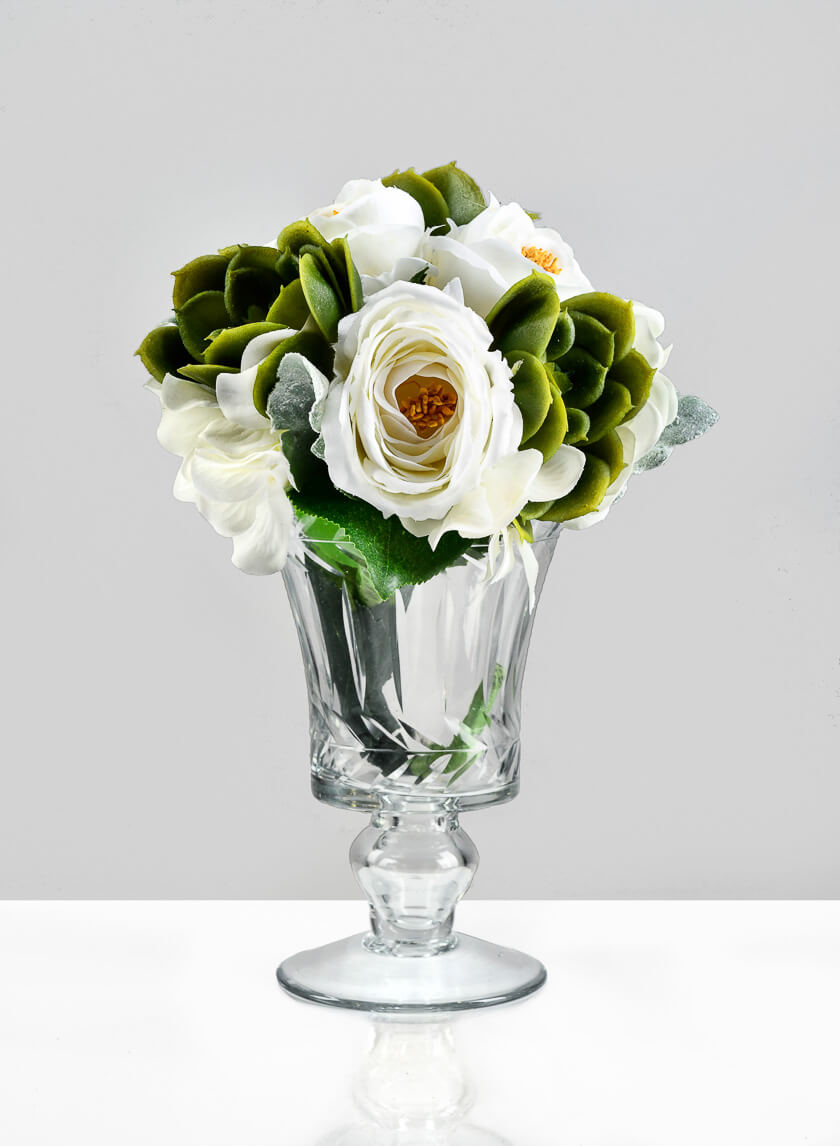 6in Tall Windsor Glass Urn, Mini Decor Jamali Garden