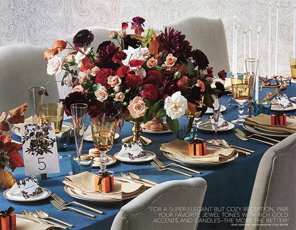 a table for the season BRIDES fall wedding jewel tone tablescape