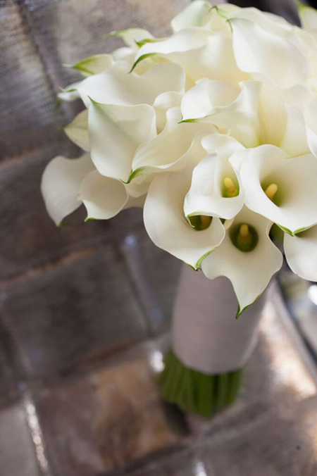 White calla lily wedding bouquet.