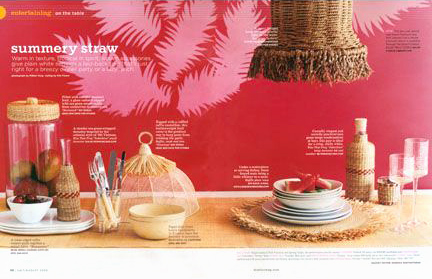 2. A summery straw tablescape.