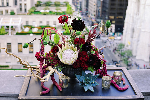 An an arrangement high above in New York City.