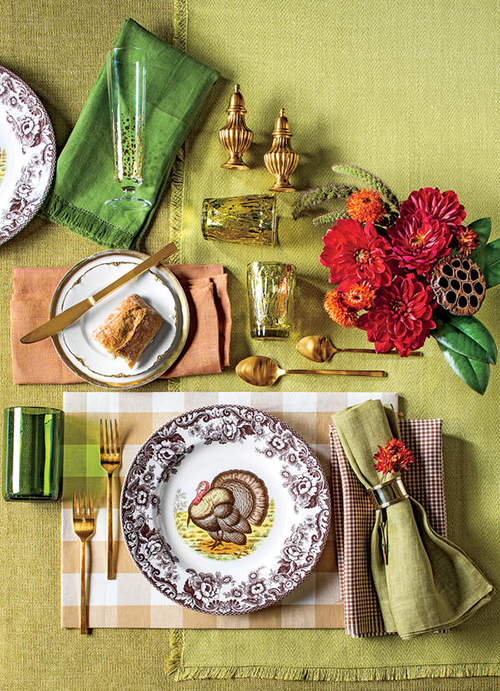 4. Brown + Chartreuse + Gold (via Southern Living)