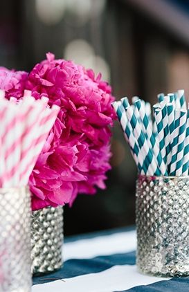 Flowers & festive straws. (via loverly)