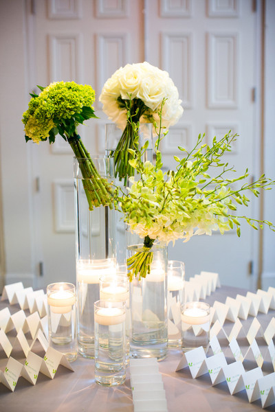 wedding escort card table flowers