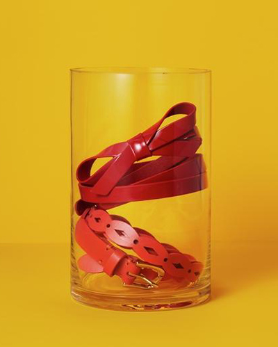 clear glass vase as belt holder