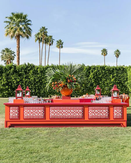 red and orange bar at the parker palm springs