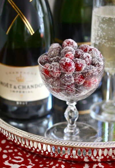 sugared cranberries and champagne