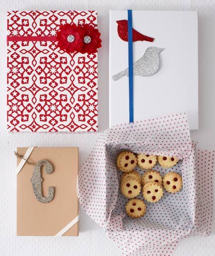 christmas cookies in embellished gift boxes