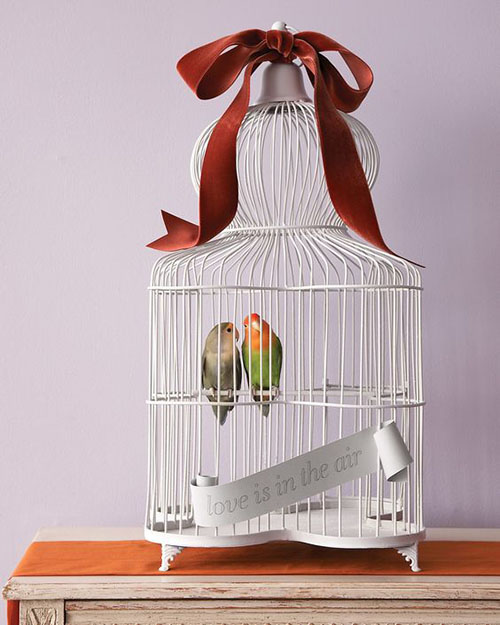 love is in the air birdcage lovebirds wedding decor