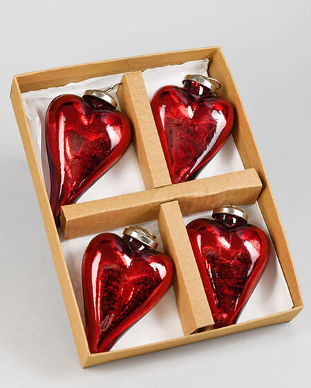 red mercury glass hearts