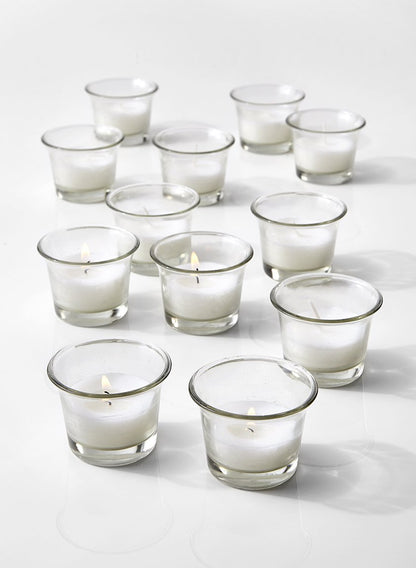 10-Hour 2.5in Wide White Votive in Tulip Glass, Set of 12 Decor Jamali Garden
