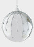 4in Silver Dust Lined Shiny Silver Plastic Ornament Ball
