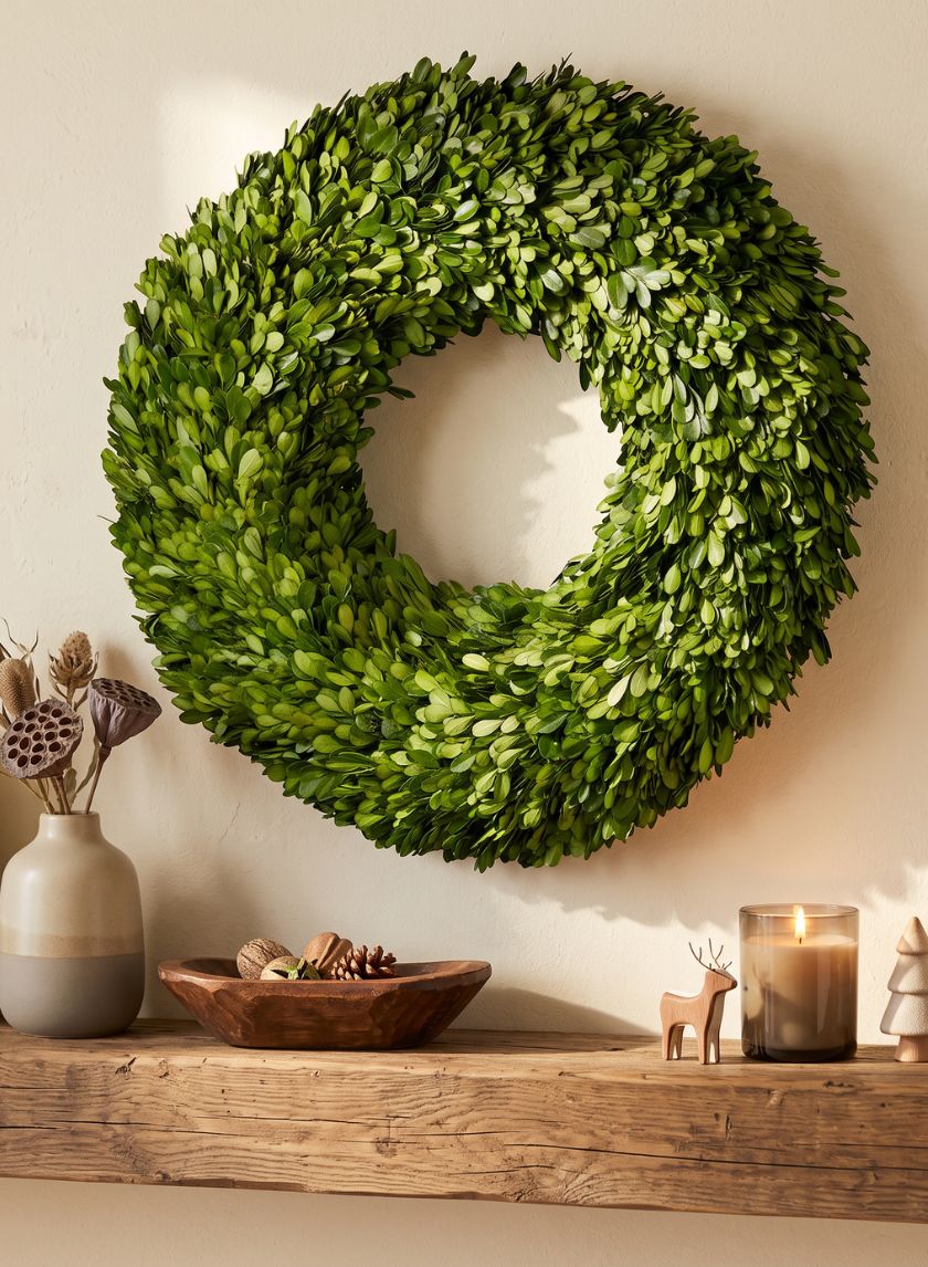 18in Wide Preserved Boxwood Wreath Decor Jamali Garden