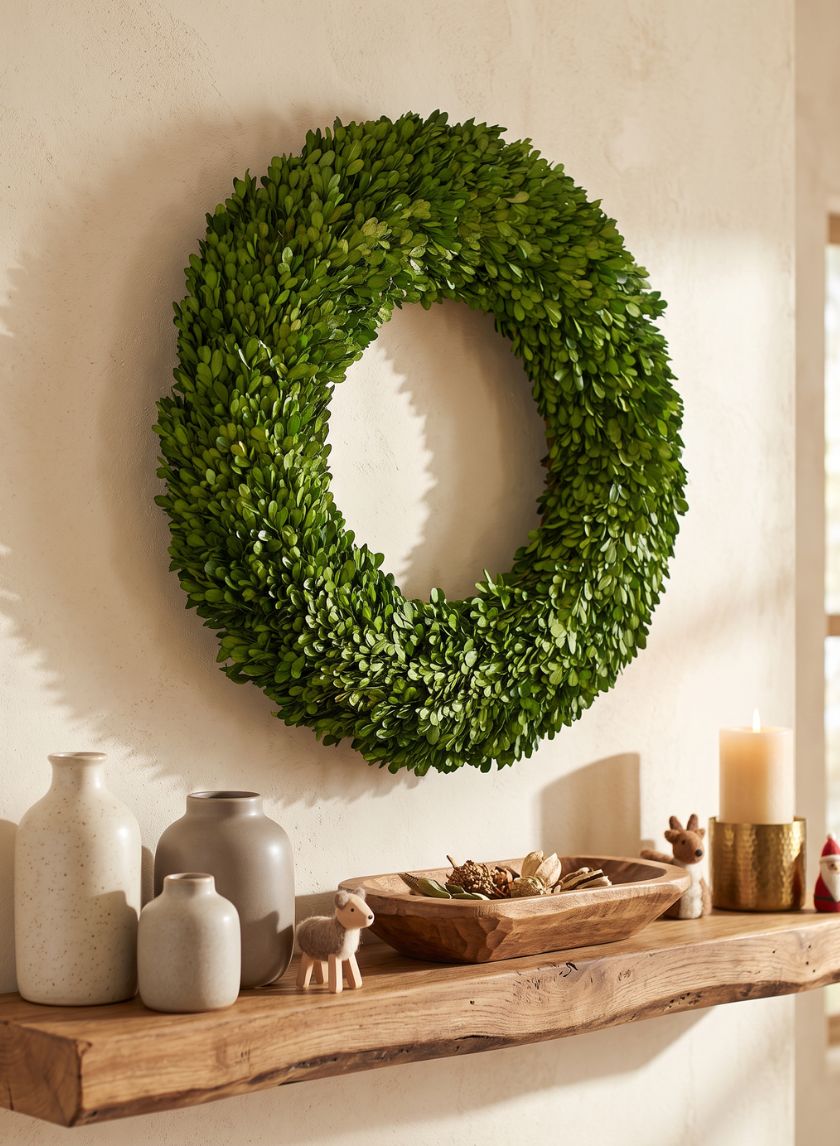 24in Wide Preserved Boxwood Wreath Decor Jamali Garden
