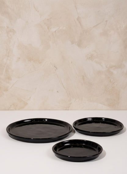 Black Glazed Ceramic Saucers Decor Jamali Garden