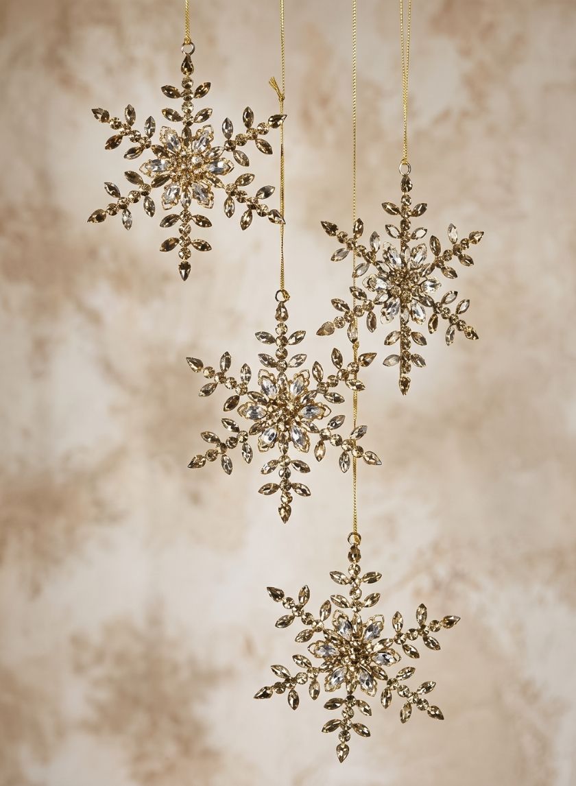 6in Wide Jewel Stud Snowflake Ornament, Set of 4 Decor Jamali Garden