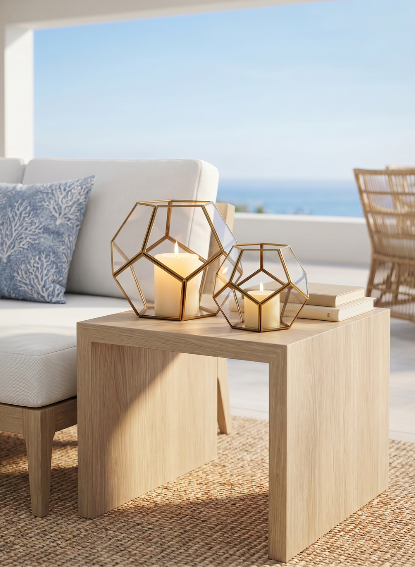 Glass Honeycomb Candleholder Decor Jamali Garden