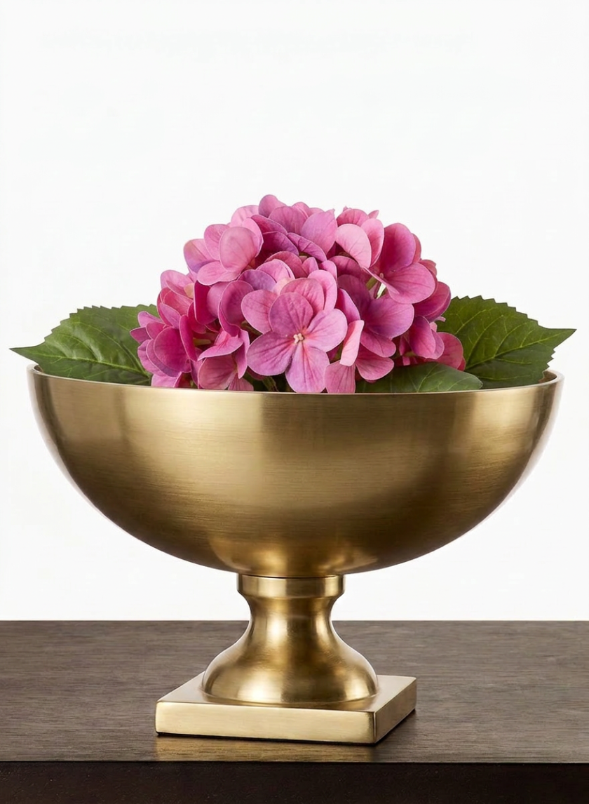 12in Wide Amalfi Gold Footed Centerpiece Compote Metal Bowl Decor Jamali Garden
