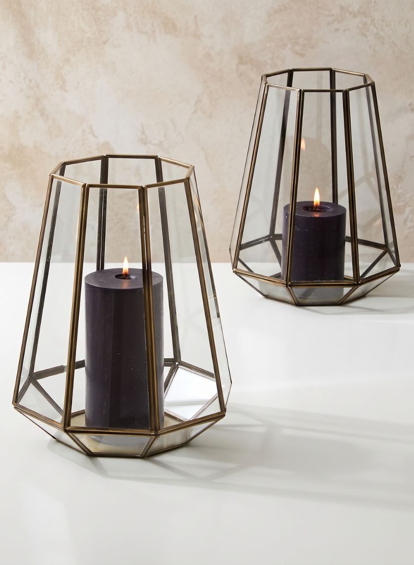 10.5in Tall Antique Brass Octagon Lantern