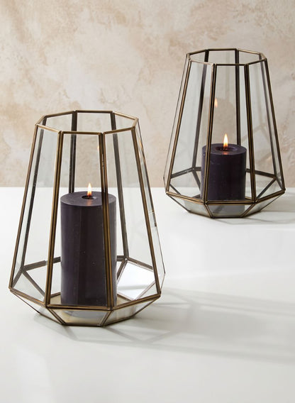 10.5in Tall Antique Brass Octagon Lantern