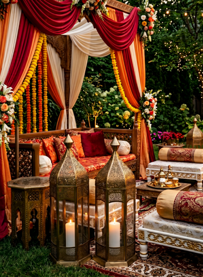 21.5in Tall Gold Aravali Lantern Decor Jamali Garden
