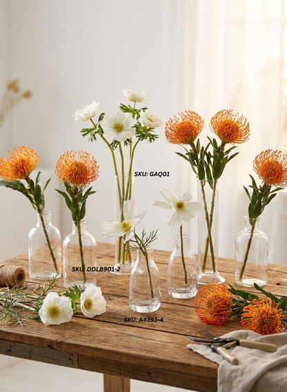 3.5in Tall Tiny Bottle Bud Glass Vase, Set of 4 Decor Jamali Garden