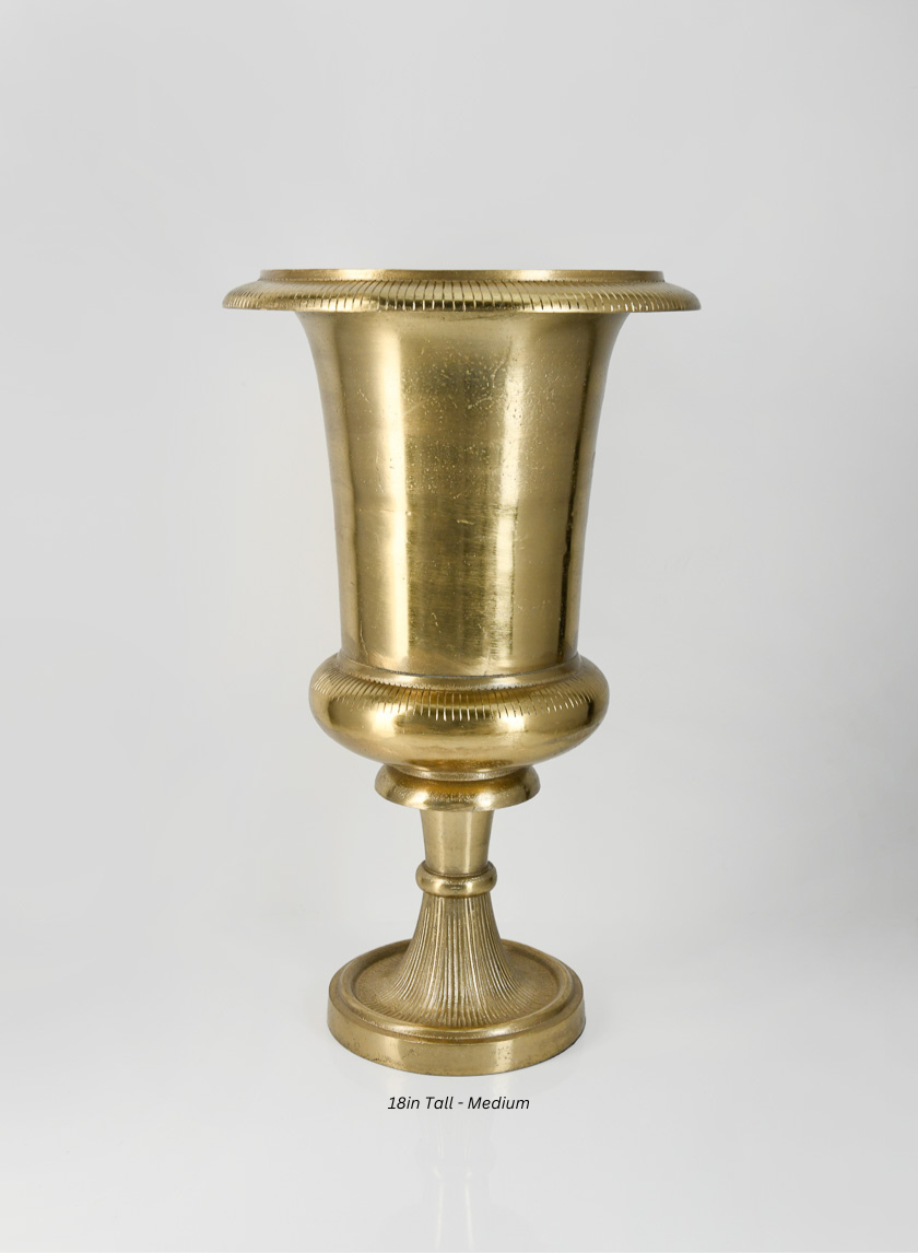 Old Gold Batiste Aluminum Urn Decor Jamali Garden Gold 18in Tall - Medium EACH